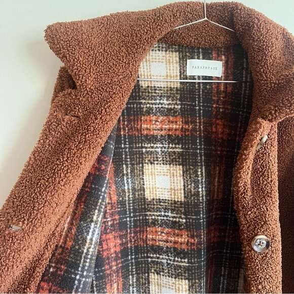 Paraphrase Thick Sherpa Fleece Lined  Rust Shacket - Picture 8 of 13